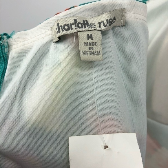 Charlotte Russe Women’s M Multicolored Mini Floral Print Green Spaghetti Dress - Picture 6 of 8